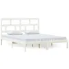 Image de vidaXL Cadre de lit Blanc Bois de pin massif 160x200 cm