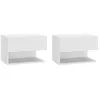 Image de vidaXL Tables de chevet murales 2 pcs Blanc Bois d'ingÃ©nierie