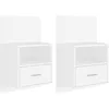 Image de vidaXL Tables de chevet murales 2 pcs Blanc Bois d'ingÃ©nierie