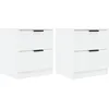 Image de vidaXL Tables de chevet 2 pcs Blanc Bois d'ingÃ©nierie