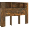 Image de Vidaxl Armoire De TÃªte De Lit ChÃªne FumÃ© 140x18,5x104,5 Cm