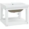 Image de vidaXL Cadre de lavabo de salle de bain vasque Ã  encastrer Blanc Fer