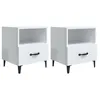Image de vidaXL Tables de chevet 2 pcs Blanc brillant Bois d'ingÃ©nierie