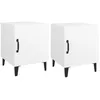 Image de vidaXL Tables de chevet 2 pcs Blanc Bois d'ingÃ©nierie