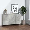 Image de Buffet 100x36x60 cm en bois contreplaquÃ© gris bÃ©ton, 2 portes 2 tiroirs, meuble de rangement
