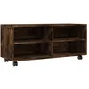Image de Vidaxl Meuble Tv Sur Roulettes ChÃªne FumÃ© 90x35x35cm Bois D'ingÃ©nierie