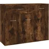 Image de Buffet Avec Rangement 4 Zones ChÃªne FumÃ© 88x30x70 Cm Bois IngÃ©nierÃ©