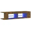 Image de Vidaxl Meuble Tv Avec LumiÃ¨res Led ChÃªne FumÃ© 135x39x30 Cm