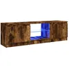 Image de Vidaxl Meuble Tv Avec LumiÃ¨res Led ChÃªne FumÃ© 120x30x36 Cm