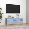 Image de vidaXL Meuble TV avec lumiÃ¨res LED Sonoma gris 100x35x40 cm