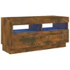 Image de Vidaxl Meuble Tv Avec LumiÃ¨res Led ChÃªne FumÃ© 80x35x40 Cm