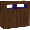 Image de vidaXL Buffet avec lumiÃ¨res LED ChÃªne marron 80x35x75 cm