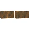 Image de Vidaxl Meubles Tv Suspendus 2 Pcs ChÃªne FumÃ© 60x30x30 Cm