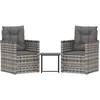 Image de Vidaxl Mobilier D'extÃ©rieur 3 Pcs Avec Coussins RÃ©sine TressÃ©e Gris