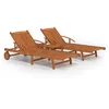 Image de Vidaxl Ensemble De Chaises Longues 2 Pcs Et Table Bois D'acacia Massif