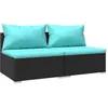 Image de Vidaxl Salon De Jardin 2 Pcs Avec Coussins RÃ©sine TressÃ©e Noir