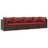 Image de Vidaxl Salon De Jardin 4 Pcs Avec Coussins RÃ©sine TressÃ©e Marron