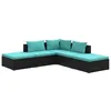 Image de Vidaxl Salon De Jardin 5 Pcs Avec Coussins RÃ©sine TressÃ©e Noir