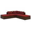 Image de Vidaxl Salon De Jardin 5 Pcs Avec Coussins RÃ©sine TressÃ©e Marron