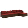 Image de Vidaxl Salon De Jardin 5 Pcs Avec Coussins RÃ©sine TressÃ©e Marron