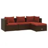 Image de Vidaxl Salon De Jardin 4 Pcs Avec Coussins RÃ©sine TressÃ©e Marron
