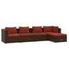 Image de Vidaxl Salon De Jardin 5 Pcs Avec Coussins RÃ©sine TressÃ©e Marron
