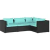 Image de Vidaxl Salon De Jardin 4 Pcs Avec Coussins RÃ©sine TressÃ©e Noir