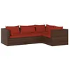 Image de Vidaxl Salon De Jardin 4 Pcs Avec Coussins RÃ©sine TressÃ©e Marron