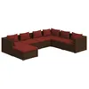 Image de Vidaxl Salon De Jardin 7 Pcs Avec Coussins RÃ©sine TressÃ©e Marron