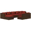 Image de Vidaxl Salon De Jardin 9 Pcs Avec Coussins Marron RÃ©sine TressÃ©e