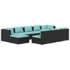 Image de Vidaxl Salon De Jardin 10 Pcs Avec Coussins Noir RÃ©sine TressÃ©e