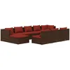 Image de Vidaxl Salon De Jardin 10 Pcs Avec Coussins Marron RÃ©sine TressÃ©e