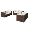 Image de Vidaxl Salon De Jardin 6 Pcs Avec Coussins RÃ©sine TressÃ©e Marron