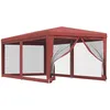 Image de Vidaxl Tente De FÃªte Avec 6 Parois LatÃ©rales En Maille Rouge 3x6m Pehd