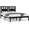 Image de vidaXL Cadre de lit Noir Bois de pin massif 140x190 cm
