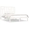 Image de vidaXL Cadre de lit Blanc Bois de pin massif 140x190 cm