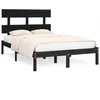 Image de vidaXL Cadre de lit Noir Bois massif 140x190 cm