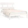 Image de vidaXL Cadre de lit Blanc Bois massif 120x200 cm
