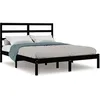 Image de vidaXL Cadre de lit Noir Bois de pin massif 140x190 cm
