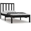 Image de vidaXL Cadre de lit Noir Bois de pin massif 75x190 cm Petit simple