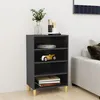 Image de vidaXL Cadre de lit Noir Bois de pin massif 140x190 cm