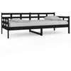 Image de vidaXL Lit de jour Noir Bois massif de pin 90x200 cm