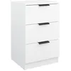 Image de Table de chevet blanche 40 x 36 x 65 cm, bois contreplaquÃ©, 3 tiroirs, plateau robuste