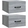 Image de vidaXL Tables de chevet murales 2 pcs Sonoma gris 35x35x20 cm