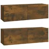 Image de Ensemble de 2 meubles TV 100 x 30 x 30 cm ChÃªne fumÃ©, fixation murale, portes abattantes