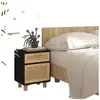 Image de Tables de chevet VidaXL  Table de chevet  Bois de pin massif et rotin naturel Noir P31600595
