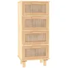 Image de vidaXL Buffet Marron 40x30x90 cm Bois de pin massif et rotin naturel