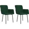 Image de vidaXL Chaises de salle Ã  manger 2 pcs Vert foncÃ© Velours