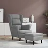 Image de vidaXL Fauteuil Ã  oreilles avec tabouret gris clair velours
