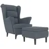 Image de Fauteuils VidaXL  Fauteuil à oreilles  avec tabouret velours gris foncé P31600398